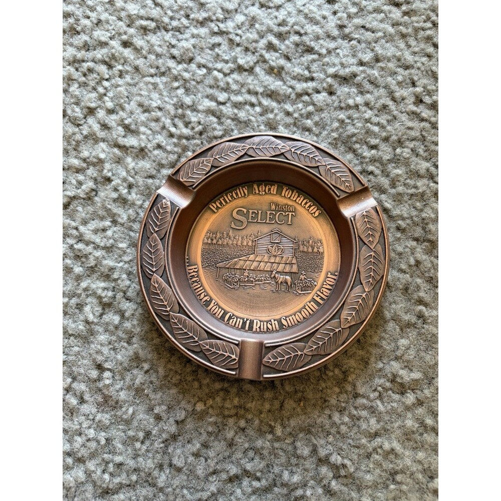 Winston Select Vintage Metal Copper Tone Cigarette Cigar Collectible Ashtray EUC